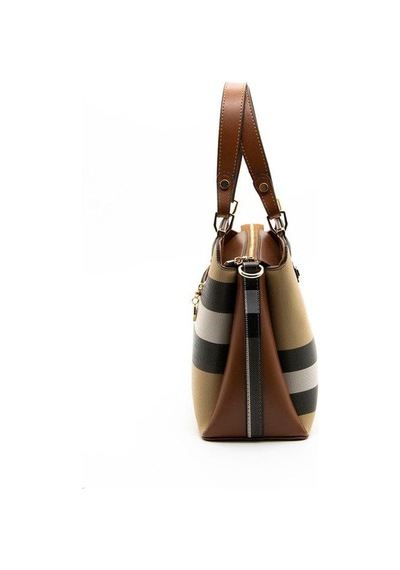 Silver Polo Sp972 Kadın El Çantası Ekose Bej-taba