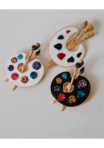 Ressam, Palet, Balerin, Vav, Dünya, Astronot, Makyöz, Kiss, Love, Dudak, Nazar Boncuğu Broşları Palet