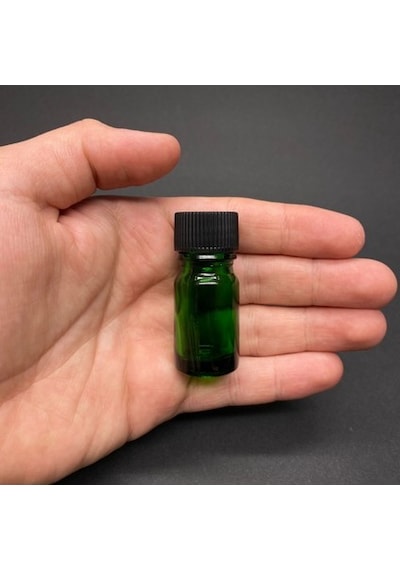 Labshop41 Yeşil Cam Şişe 5 Ml , 5 Cc Siyah Kapaklı Cam Şişe , Saydam Cam Şişe X 10 Adet