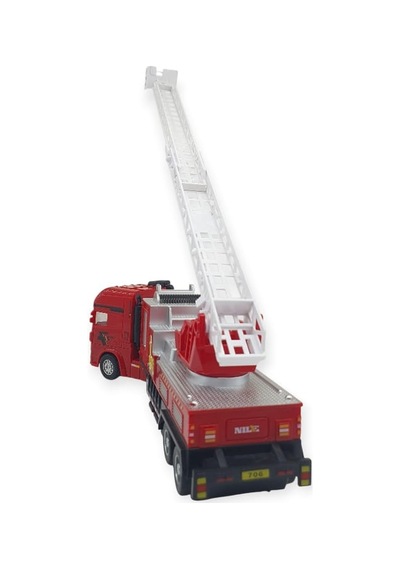 Metal İtfaiye Arabası - Düz Merdivenli 26cm - 706-45 Kırmızı