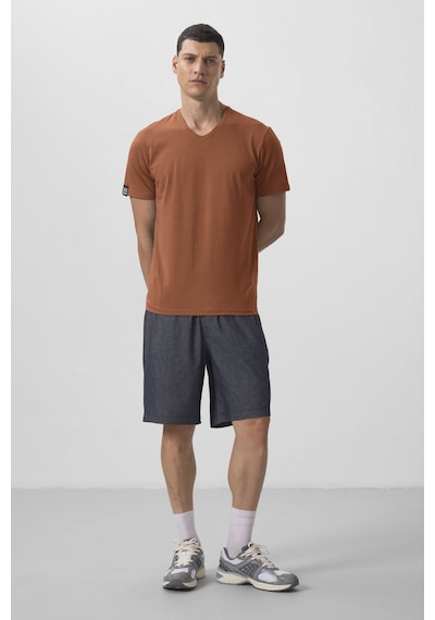 Tommylife Tarçın Basic Kısa Kol Standart Kalıp V Yaka Erkek T-shirt - 87912 Tarçın