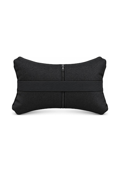 Ergonomik Oto Boyun Yastığı - Sürüş Destek Ve Yolculuk Yastığı 2 Adet - Suni Deri Fermuarlı - Lastikli Pratik Montaj Siyah