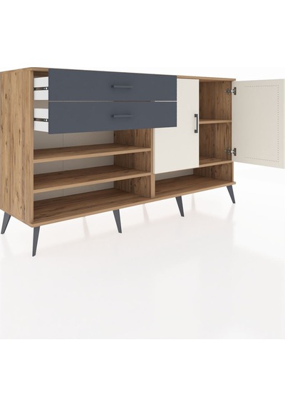 Hyperion Konsol 4 Raflı 2 Çekmeceli 2 Kapaklı 176x44x99 Çam-aytaş Çam-aytaşı/antrasit Hyperion Konsol 4 Raflı 2 Çekmeceli 2 Kapaklı 176x44x99 Çam-aytaş Çam-aytaşı/antrasit