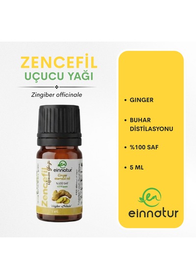 Zencefil Uçucu Yağı, 5 Ml, %100 Saf Zingiber Officinale Essential Oil