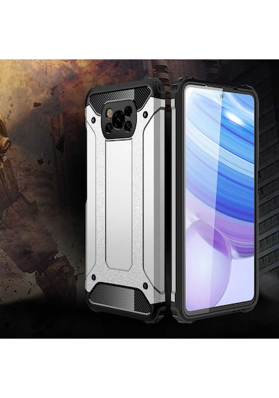 Noktaks - Poco X3 - Poco X3 Nfc - Poco X3 Pro Uyumlu - Kılıf Çift Katman Zırh Tank Crash Military Kapak - Gold Gold