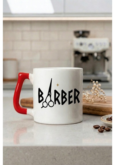 Barber Yazılı Berberlere Hediyelik Baskılı Seramik Hediye Kupa Bardak Çok Renkli