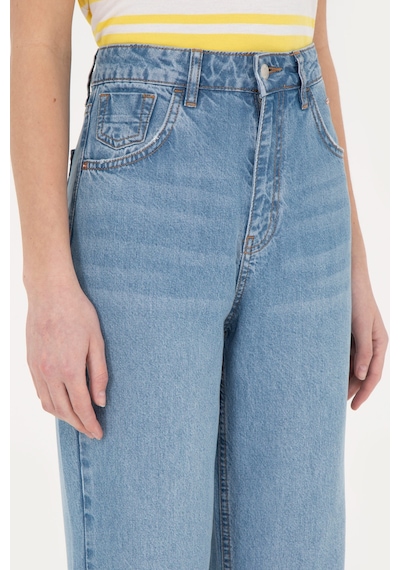 U.S. Polo Assn. Kadın Açık Mavi Loose Fit Jean Pantolon 50282798-DN0021