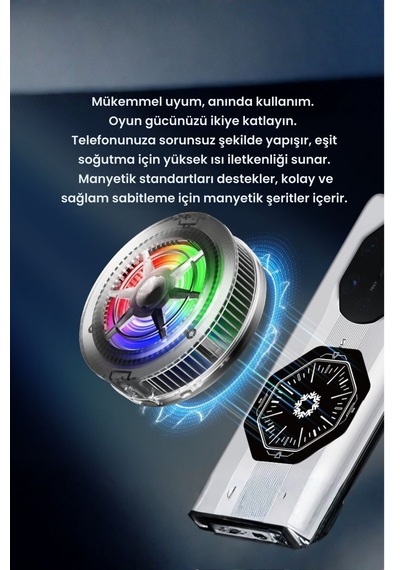 Manyetik Mıknatıslı Telefon Soğutucu Radyatörlü Fan