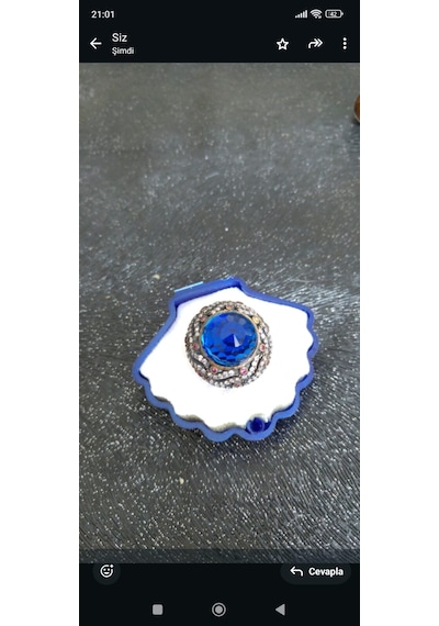 Safir Ve Swarovski Taşlı Bayan Gümüş Yüzük Bronz
