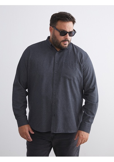 Lcwaıkıkı Classic Antrasit Regular Fit Uzun Kollu Armürlü Erkek Gömlek