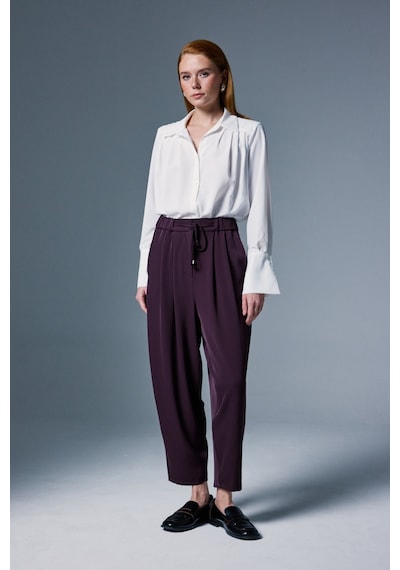 Sateen Talia Pantolon - Mürdüm-137100 Mürdüm