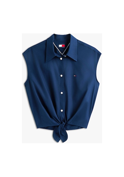 Tommy Hilfiger Kadın Tie Front Poplin Gömlek-16278 Gece Mavisi