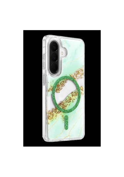 Onegif Samsung Galaxy Uyumlu A56 Lotus Simli Magsafe Kapak - Yeşil İtdark56998