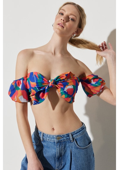 Lee Wrangler Regular Fit Normal Kesim Önden Bağlamalı Desenli Bralet Bluz Renkli