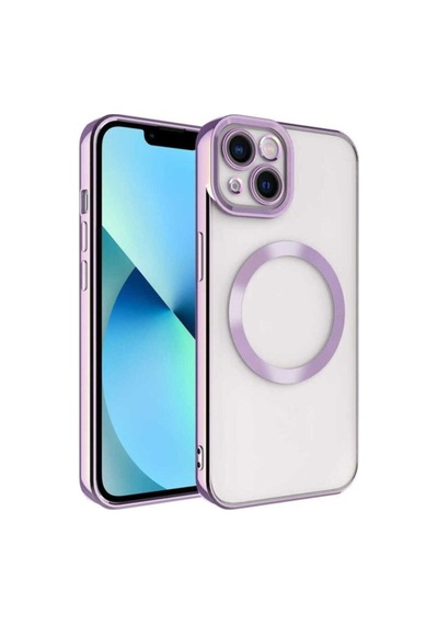 Apple Uyumlu iPhone 14 Kılıf M-safe Wireless Şarj Özellikli Zore Setro Silikon Lila