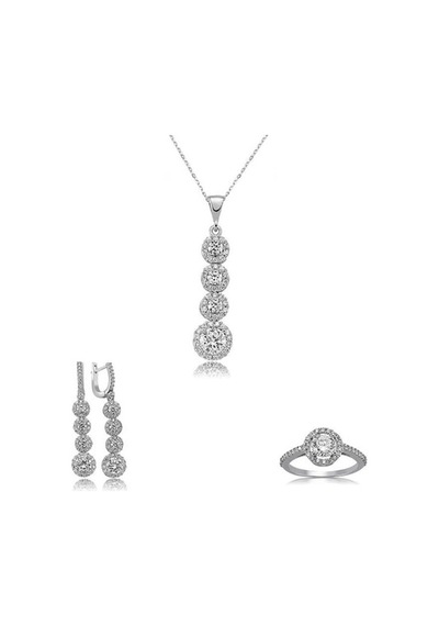 Gümüş Sıralı Dört Taş Kadın Set (551167992)