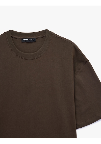 Koton Kısa Kollu Pamuklu Tok Kumaş Bisiklet Yaka Oversize Basic Tişört Kahverengi 6sam10385mk Kahve Koton Kısa Kollu Pamuklu Tok Kumaş Bisiklet Yaka Oversize Basic Tişört Kahverengi 6sam10385mk Kahve
