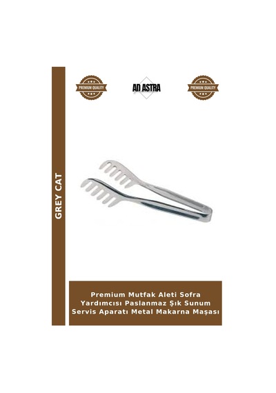 Premium Mutfak Aleti Sofra Yardımcısı Paslanmaz Şık Sunum Servis Aparatı Metal Makarna Maşası