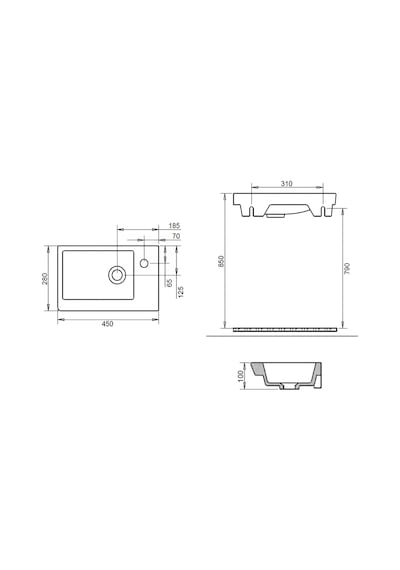 Turavit İda Dikdörtgen Etajer Uyumlu Beyaz Lavabo 28x45 Cm Id0703 Beyaz