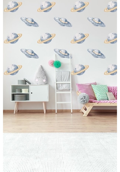 Satürn Gezegeni Temalı 20 Parça Çocuk Ve Bebek Odası Dekoratif Duvar Sticker Seti