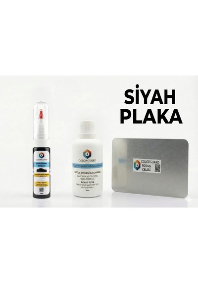 Siyah Plaka Rötuş Seti - 2 Si 1 Arada İğne Ve Fırça Uçlu Şişe, Solüsyon Ve Rötuş Çeliği