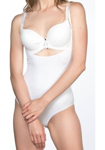Sistina Kadın Beyaz Dikişsiz Göğüs Altı Çıtçıtlı Body Korse 756 Beyaz