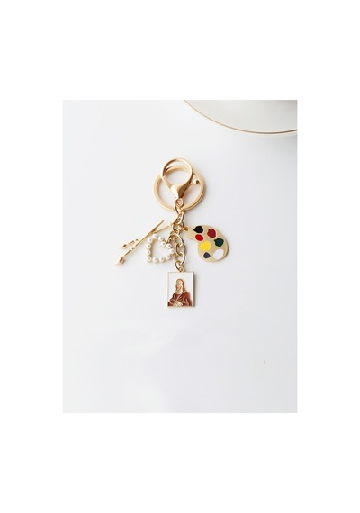 Mona Lisa Metal Charm Anahtarlık Çok Renkli Çok Renkli