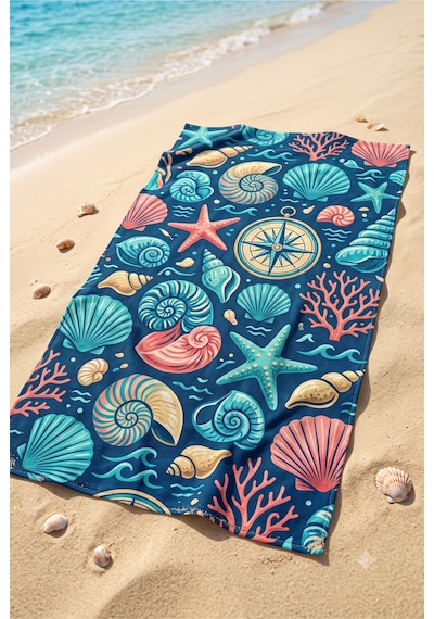 75x150 Cm Plaj Havlusu Deniz Koleksiyonu Premium Özel Tasarım Hızlı Kuruyan Mikrofiber Havlu Kırmızı