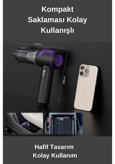 Wearfitpro Wr-151 18000pa Hava Ve Emiş Güçlü Mini Kablosuz Araç İçi Elektrikli Süpürge Hava Üfleme Makinesi