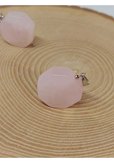 Pembe Kuvars Taşı Sekizgen Kolye Ucu 51944 Çok REnkli