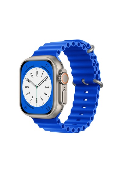 Forzacase Apple Uyumlu  Watch Ultra 2 49mm İçin Oluklu Ocean Silikon Kordon Kayış - Fc007 Mavi