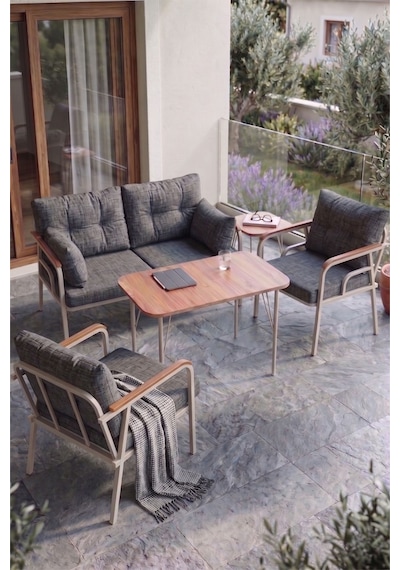 Ekon Serisi 1. Sınf 2+1+1 Ve 1 Adet Orta Sehpa 2 Yastıklı Cappucino İskeletli Bahçe Balkon Oturma Koltuk Takımı Cappucino İskelet Gri Minder Ekon Serisi 1. Sınf 2+1+1 Ve 1 Adet Orta Sehpa 2 Yastıklı Cappucino İskeletli Bahçe Balkon Oturma Koltuk Takımı Cappucino İskelet Gri Minder