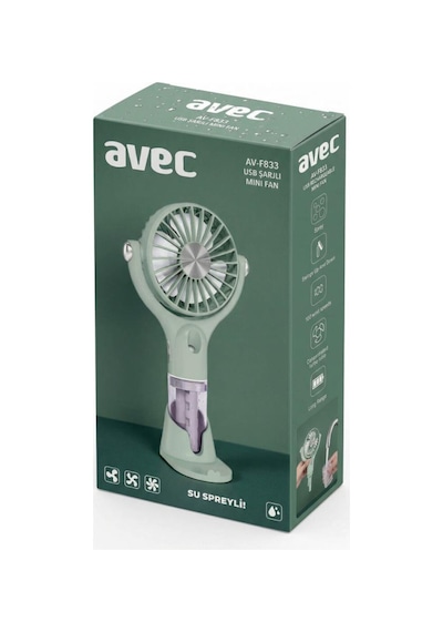 Avec Av-f833 Telefon Tutucu , Su Spreyli Ve Hassas Ayarlı Usb Şarjlı Mini Fan