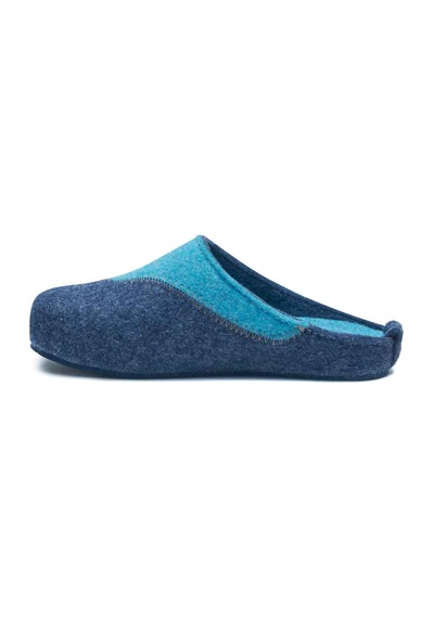 Comfortfusse Pinesh - Kadın Ortopedik Yün Keçe Sabo Ev Terliği Lacivert-mavi Yün