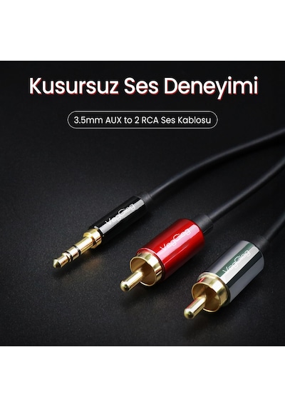 3.5mm Aux 2 Rca Ses Kablosu 2 Metre Sku: Smg8690010097439