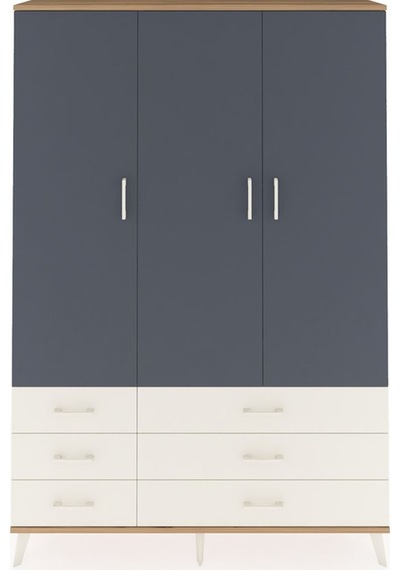 Arges Dolap 5 Raflı 6 Çekmeceli Tek Askılı 132x30x195 Çam-ant... Çam