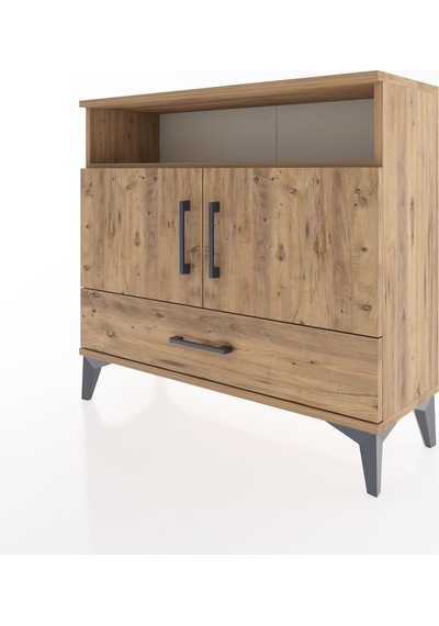 Arges Şifonyer 3 Raflı Tek Çekmeceli 2 Kapaklı 88x30x80 Çam-çam Atlas Çam