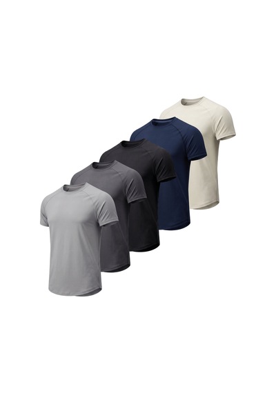 Genius Store 5'li Paket Erkek Spor Tişört Pamuklu Esnek Günlük Kullanıma Uygun Premium Rahat Kalıpt-shirt Gri-füme-siyah-lacivert-taş