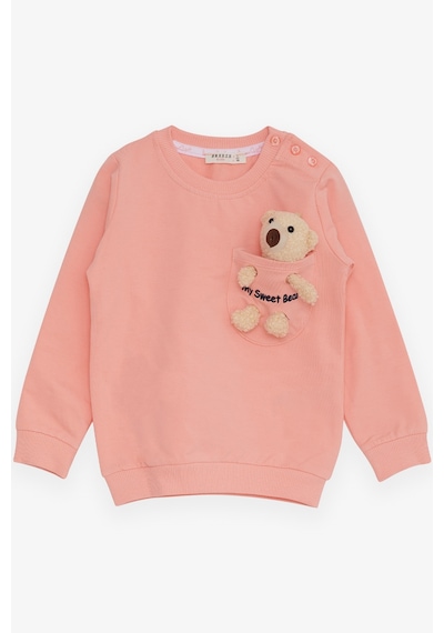 Breeze Kız Çocuk Sweatshirt Ayıcık Aksesuarlı 1.5-5 Yaş, Somon