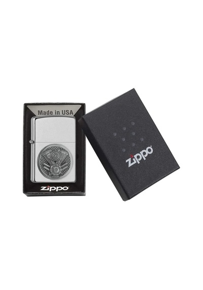Zippo Motor V-twin Engine Emblem Dizayn Çakmak Gri