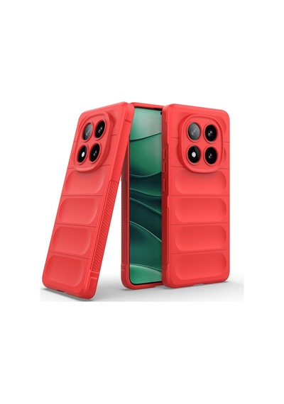 Xiaomi Redmi Note 15 Pro 4g Uyumlu Kılıf Esnek Tpu Oyuklu Arka Yüzey Tasarımlı Silikon Kapak Kırmızı