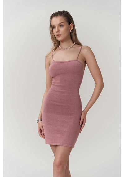 Mai Collection Mai Studios Co. Sunrise Pembe Sırt Dekolteli Kısa Triko Elbise Pembe