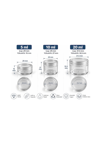 Flaky 5 ML 10 ML 20 ML Şeffaf Sert Plastik Mini Kozmetik Kutusu Losyon Krem Kavanozu