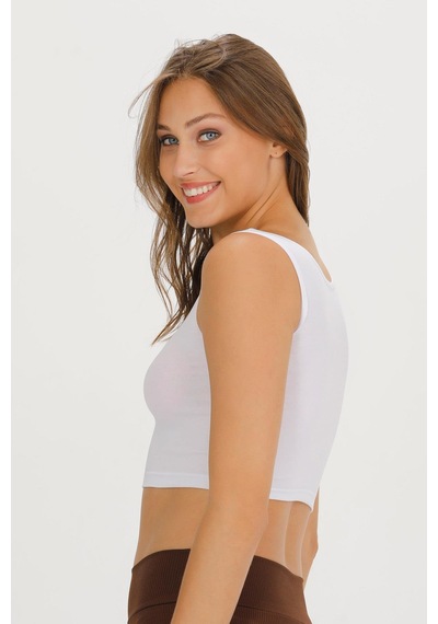 Sensu Kadın Kalın Askılı Crop Büstiyer - Crop130 Beyaz BEYAZ