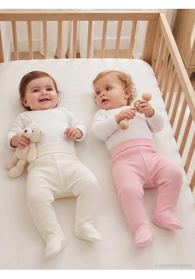 Minidamla Baby Minidamla Patikli Basic 2'li Set 3-9 Ay Tek Alt Bebe - Pembe