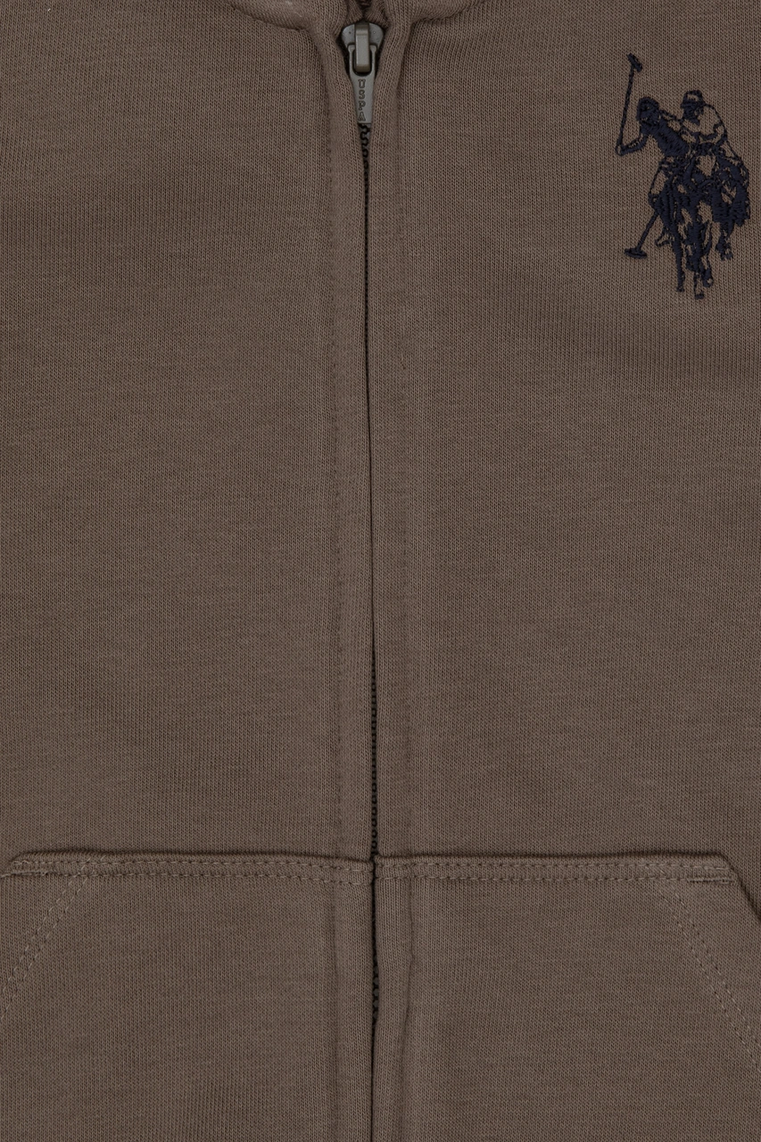 U.S. Polo Assn. Erkek Çocuk Vizon Fermuarlı Kapüşonlu Sweatshirt 50316706-VR052