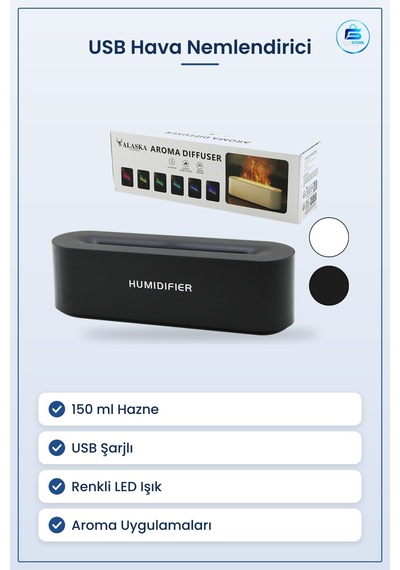 Hava Nemlendirici 150 Ml Usb Dikdörtgen Renkli Led Aroma Diffüzer