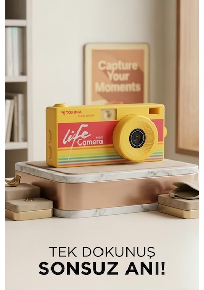 Torima Life Dijital   Kamera Selfie Video Vlog Kamerası Mini Fotoğraf Makinesi CMR47 Sarı