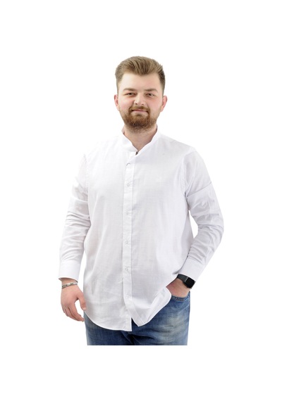Mode Xl Büyük Beden Erkek Gömlek Uzun Kol Likralı Keten Gömlek U20385 Beyaz Beyaz