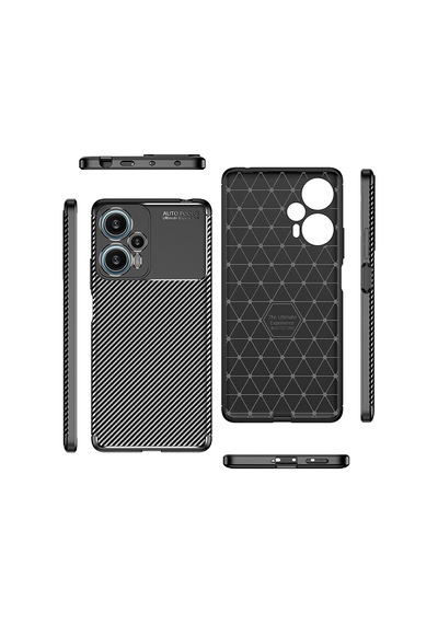 Xiaomi Poco F5 Kılıf Karbon Görünümlü Silikon Kamera Korumalı Üstün Koruma Pazarplus Siyah